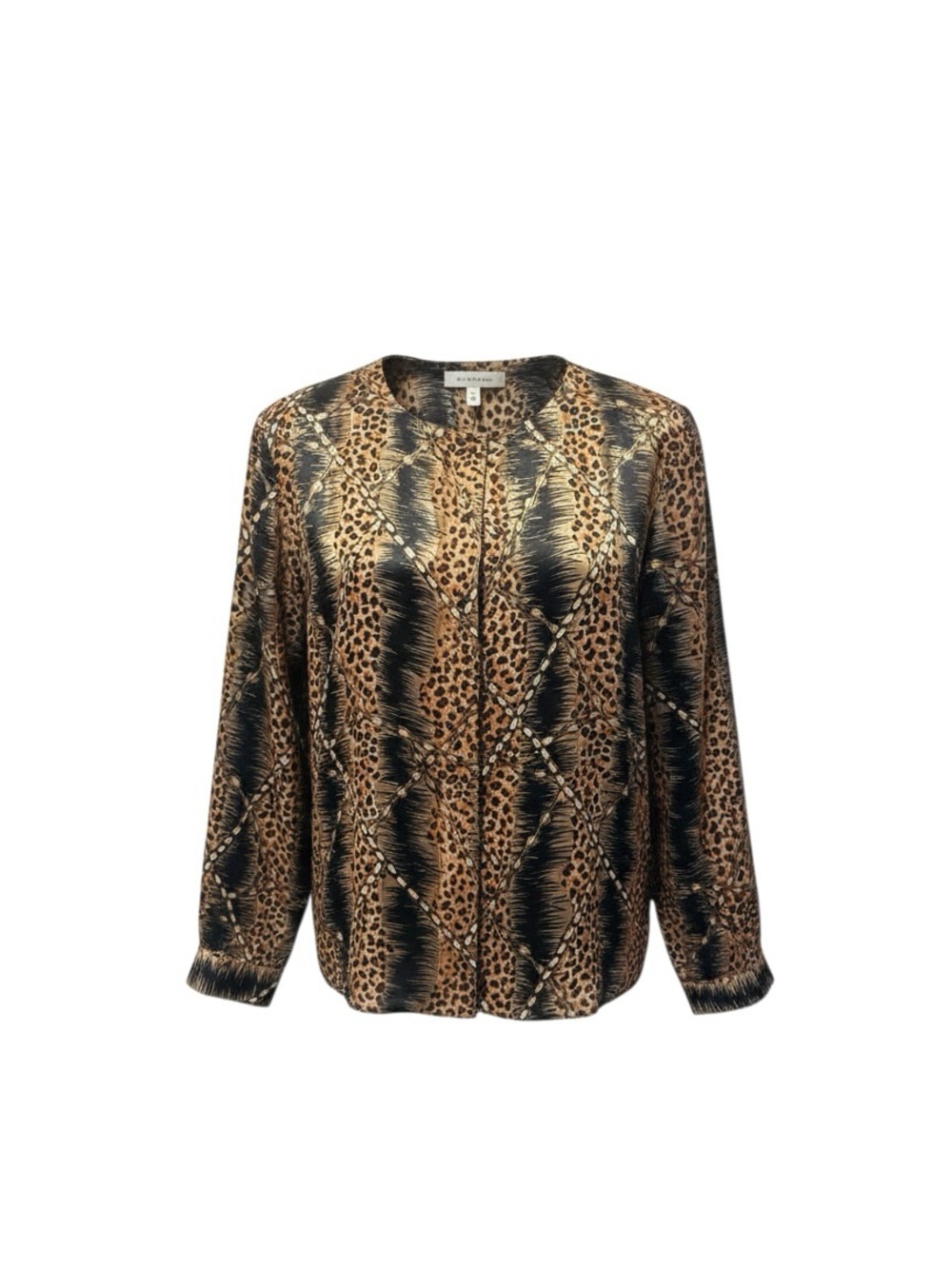 Animal-Print Button-Down Shirt in Brown and Black